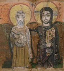 Icono que representa al Abad Mena con Cristo, de Baouit, siglo VI-VII